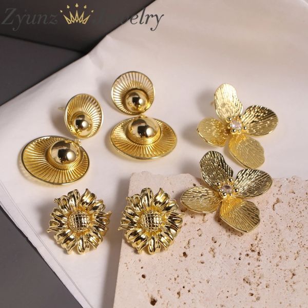 5 çift cazibe çiçek büyük Kore damızlık küpeler kadınlar için altın rengi küpeler moda bireysel şık modaya uygun mücevher 240228