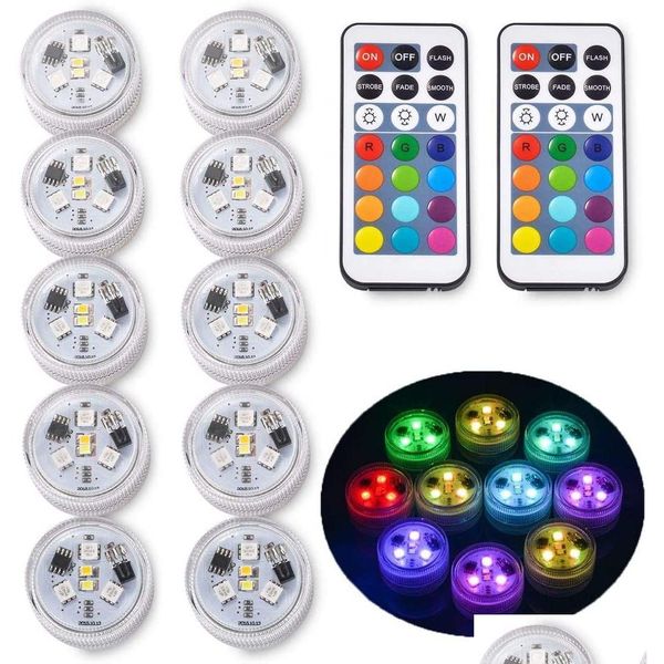 Luci notturne Luce subacquea con telecomando Impermeabile Mticolor Sommergibile Led Piscina alimentata a batteria per Halloween Natale Dro Dh9Pf