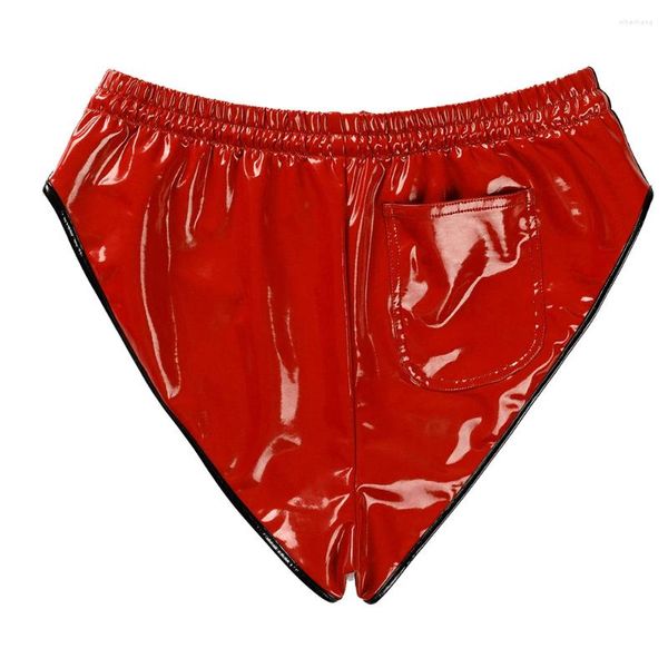 Damenhöschen, Damen-Slip aus PVC-Leder, wasserdicht, weiblich, sexy Unterwäsche, Wet-Look, hoch geschnitten, Unterhose, glänzende Dessous, Schnürung