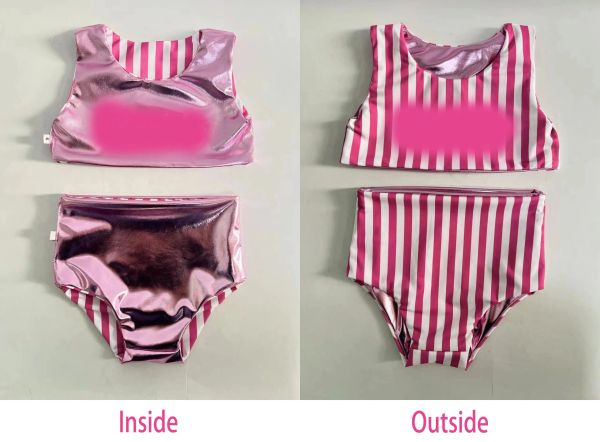 Badebekleidung, beidseitig tragbar, Badeanzüge für Mädchen, zum Aufdrucken von Buchstaben auf beiden Seiten, Baby-Mädchen-Strand-Badebekleidung