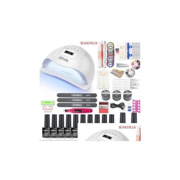 Nail Art Kits Manicure Set para Nail Kit 80W Secador de Lâmpada UV com Broca Hine 10 Pcs Gel Polonês Soak Off Tool Drop Delivery Health Beauty N Dh96O