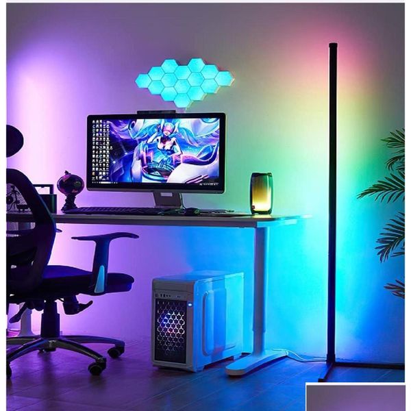 Lampade da terra Rgb Camera da letto Led Atmosfera Lampada da notte Luce Living Rom Decor Indoor Standing per la decorazione domestica8705772 Consegna a goccia Dhrog