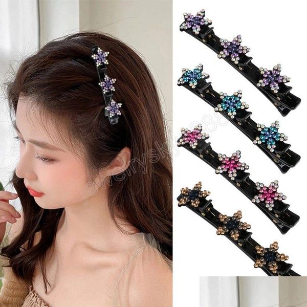 Haarspangen Haarspangen Süße Koreanische Art Acryl Kristall Blumen Haarspangen Geflecht Haarnadeln Für Frauen Mädchen Clip Pony Seitliche Haarspangen Dhsqo