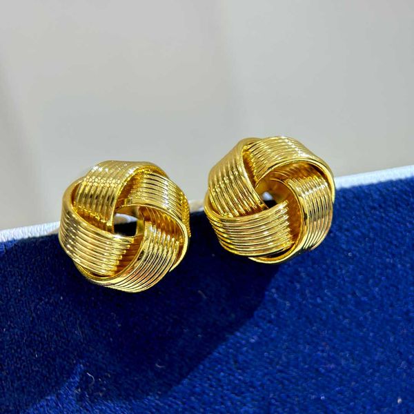 Brincos de pérola designer para mulheres, brincos com nó torcido, joias banhadas a ouro 18k, luxo, simplicidade, casamento, meninas