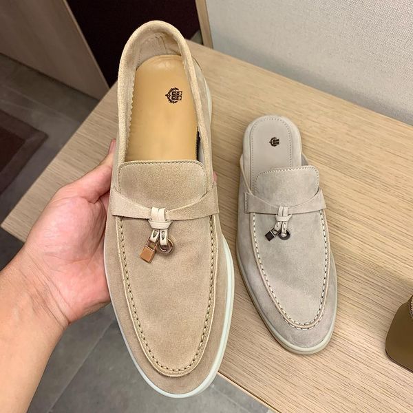 New 2024 Summer Walk Mocassin Women Piana Designers de Loafer Sapato Casual Homens Homem Loro Loro Baixa Charms Genuínos Couro Casual Vestido Preto Tênis Tamanho 35-43