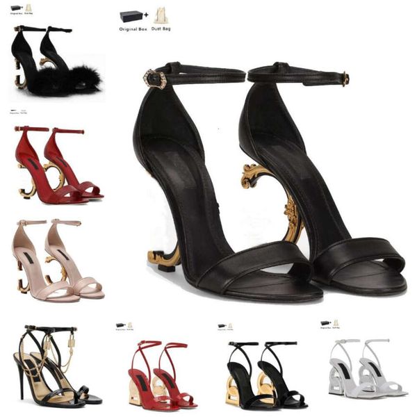 Abito con tacco firmato Marche Donna hlees Sandali di lusso in pelle verniciata Scarpe Tacco pop Placcato oro Carbonio Nudo Nero Rosso Décolleté Lady Gladiatore Sandali taglia EU35-43