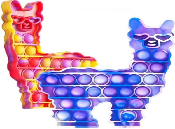 lhama alpaca forma push bubble por tie dye poo-seu dedo quebra-cabeça silicone squeezy desenhos animados brinquedos animais alívio do estresse jogo crianças brinquedo do bebê g50fh7l9635245