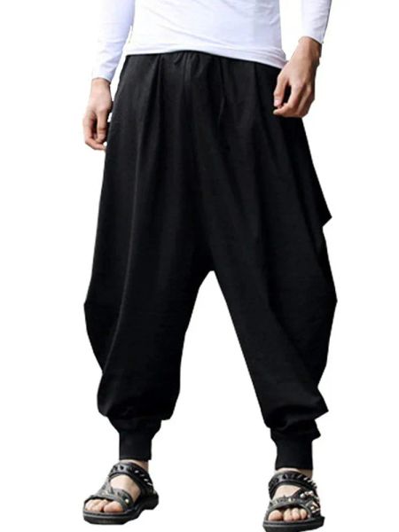 Pantaloni da uomo elastico elastico da uomo hippie boho yoga aladdin harem pantaloni