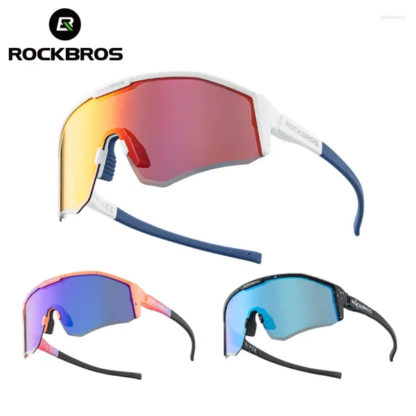 Açık Gözlük Rockbros Bisiklet Gözlükleri Renkli UV400 Polarize Gözlükler Erkek Kadın Spor Güneş Gözlüğü MTB Yol Binicilik Yarış Ekipmanları