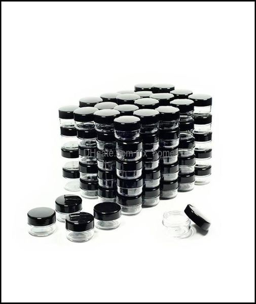 Косметические контейнеры Баночки для образцов с черными крышками Пластиковый горшок для макияжа Bpa 3G 5G 10G 15G 20 грамм Прямая доставка 2021 Упаковочные коробки Offi4881160
