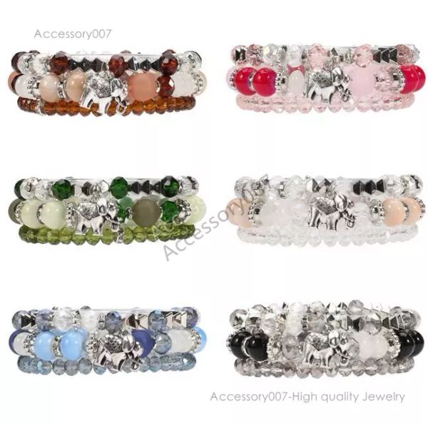 Designer-Schmuck-Armband, Kristall-Armbänder für Damen, Stretch-Armband mit mehrschichtigem Stein, Elefanten-Anhänger, mit Charme, Sommer-Schmuck-Accessoires
