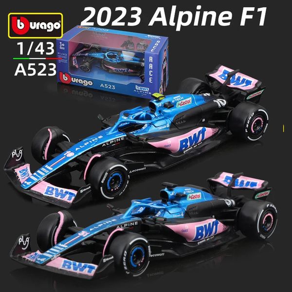 Bburago 1 43 BWT Alpine A523 Team Model Versão Regular #10 Gasly #31 Ocon Alloy Car Diecast Toy 240219