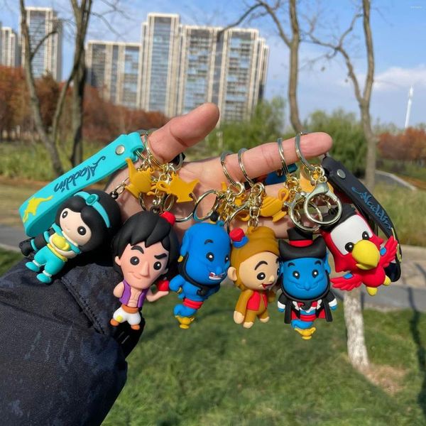 Anahtarlıklar klasik çizgi film animasyon filmi Aladdin Keychain Sevimli Prenses Jasmine Keying Kawaii Kız Backpack Dekorasyon Süslemesi Çocuk Hediye