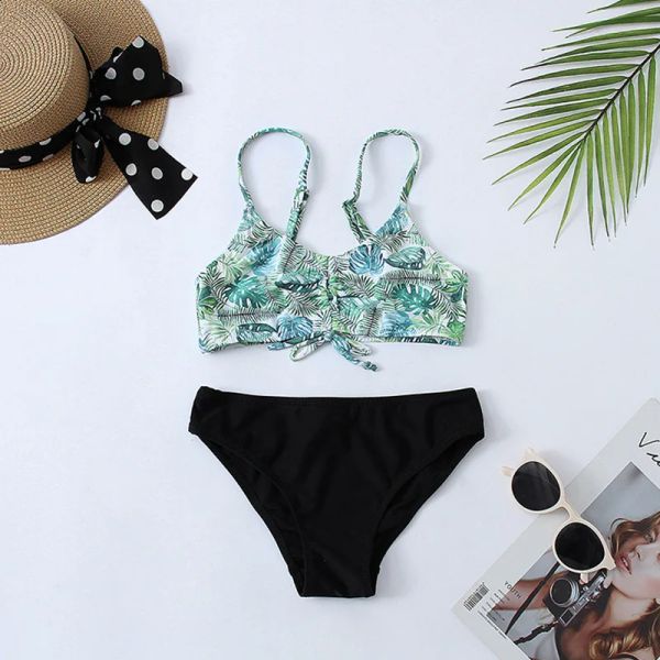 Bademode Großhandel Druck Patchwork Baby Kind Bikinis Set 2023 Sommer Strand Kinder Mädchen Bademode Badeanzug Neue Kind Student Biquini infantil