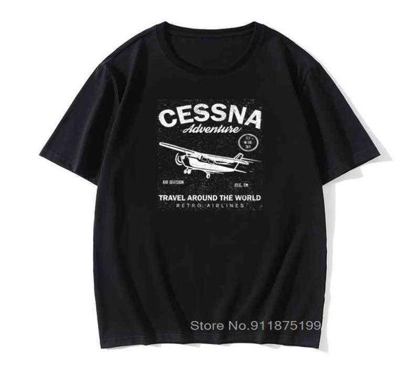 Cessna Leisure Brand Biplane Tshirt Airplane Adventure Travel Around e World Vintage T Shirt Uomo Graphic Tees Faer039s Day T2205657580