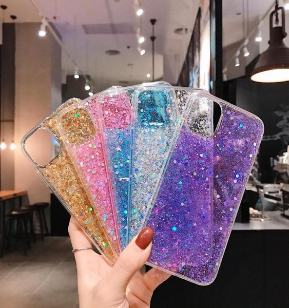 Telefon Kılıfları Parlayan İPhone için Sequin Glitter 12 11 Pro Max 8 7 Plus X XR XS Kristal Bling Yumuşak Silikon Kapağı1602355