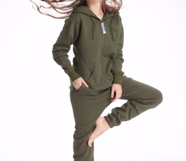 Nordic Way Exército Verde Macacão Hoodies Fleece Zip Mulheres Homens Romper T2005092507295