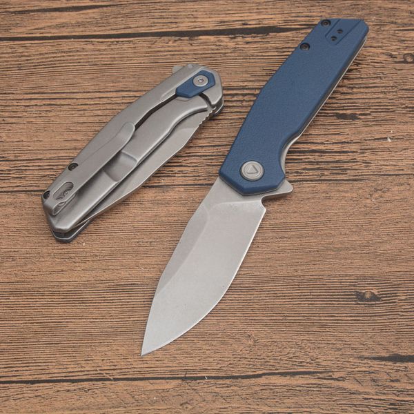 Coltello pieghevole Flipper assistito KS2036 di alta qualità 8Cr13Mov Stone Wash Drop Point Lama CNC Blu GFN + Manico in acciaio Coltelli tascabili EDC con scatola al dettaglio