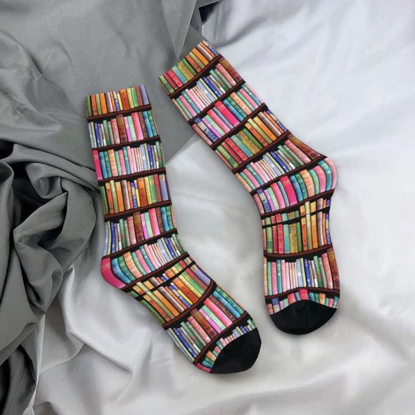 Женские носки «Книжный червь», антикварная книжная библиотека, забавные чулки для девочек, высокое качество, спортивные зимние носки для бега, защита от пота на заказ