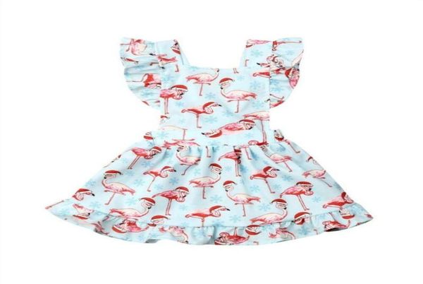 Girl039s vestidos menina vestido 2022 criança nascido bebê sem mangas flamingo impressão natal conjuntogirl039s8250227