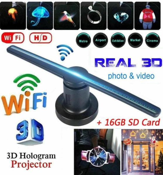 Dizeler 3D Hologram Projektör Işık AC 100240V Eklenti Reklam Ekranı LED Fan Holografik Lmaging Lambası Remote1377866