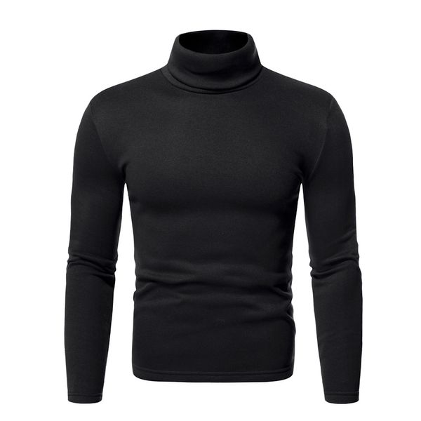 2024 outono/inverno novo produto tamanho europeu masculino gola alta cor sólida de pelúcia camiseta amazon masculino underlay camisa masculina