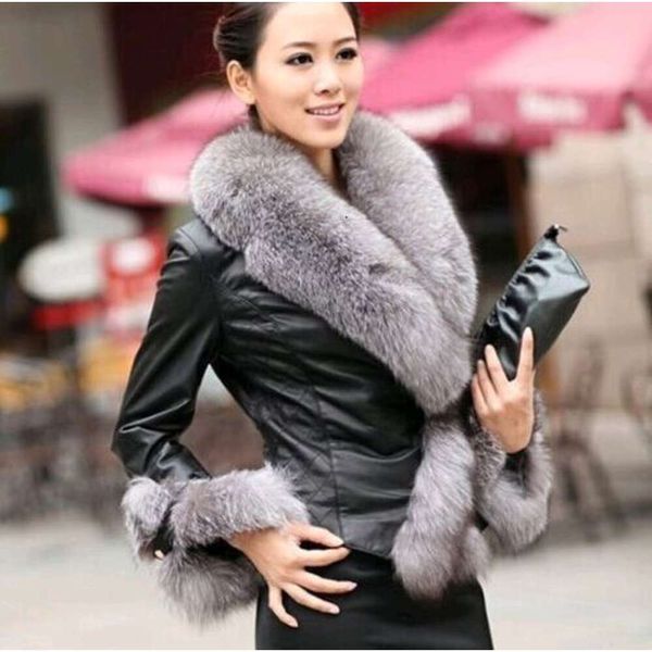 Yaka sıcaklığı ile taklit ceket, Haining Women's Fur 206609 için özel