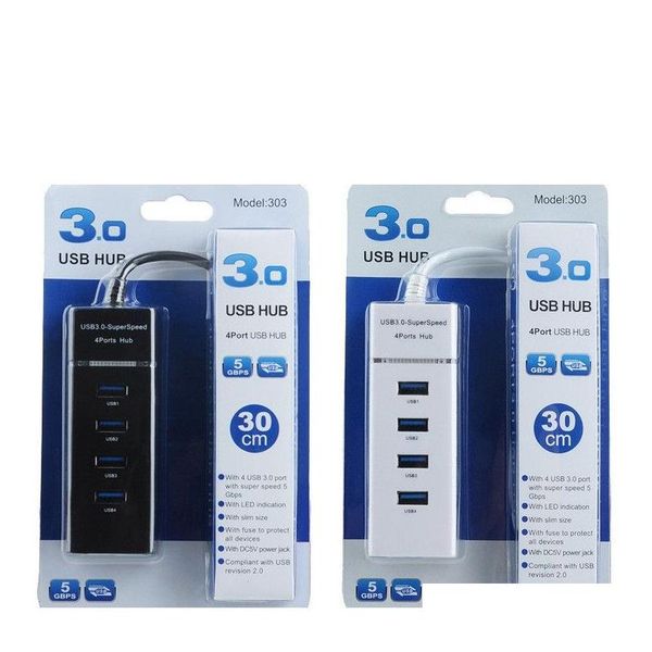 USB-Hubs 4 in 1 Schwarzer USB 3.0-Hub-Splitter für Ps4/Ps4 Slim-Hochgeschwindigkeitsadapter Xbox mit Paket Drop Delivery Computers Networking Co Dhuky