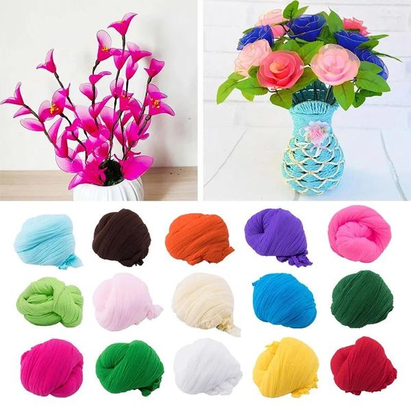 Flores decorativas 20 peças meia de nylon elástica faça você mesmo ronde material de fabricação de flores artesanal acesso para casamento casa decoração de jardim