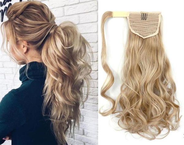 Grampo ondulado na cauda do cabelo falso rabo de cavalo peruca com grampos de cabelo 100g cabelo sintético extensões de cauda de pônei 271v73934227075496