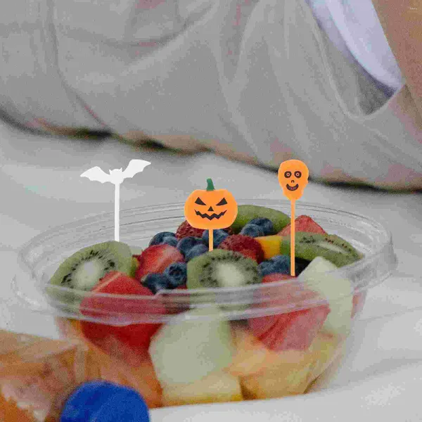 Conjuntos de louça de halloween garfo de frutas dos desenhos animados bolo sobremesa cupcake escolher bento almoço lanche inserir cartão palito cozinha utensílios de mesa