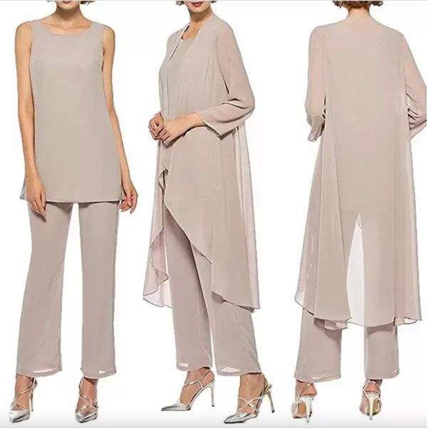 Tailleur pantalone da donna in tre pezzi con giacca lunga Abito casual da madre della sposa su misura