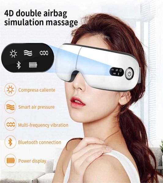 Массажер для глаз 9D, инструмент для ухода за давлением воздуха, с вибрацией, для снятия усталости, компресс Bluetooth, музыка, умные массажные очки 2101087708322