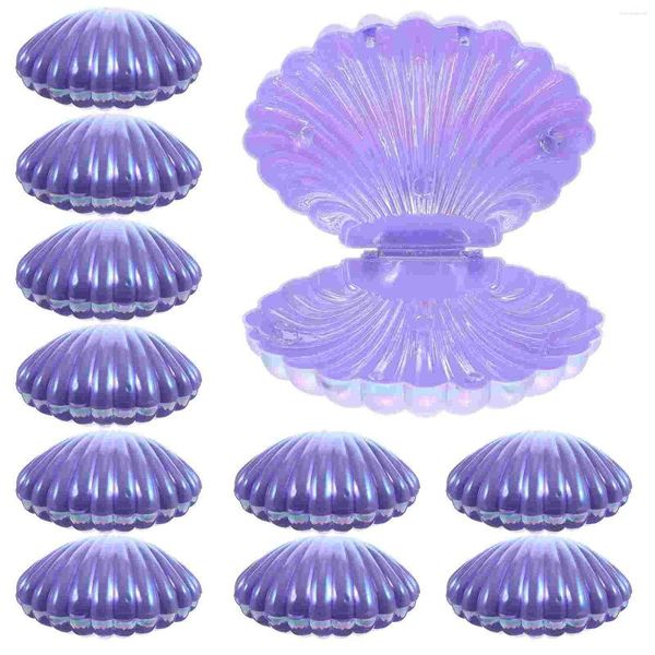 Placas 10 PCs Candy Box de casca de mar de casca de festas para a mesa de festas pequenas caixas de presente acessórios PP PP Seashell Jewelry Bride Container