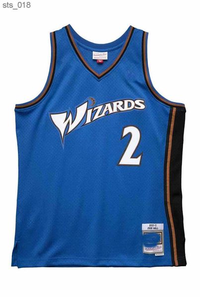 Camisas de basquete 2010-11 # 2 Wall Wizard Jersey Washingtons e Throwback Azul Tamanho S-XXXLH240307