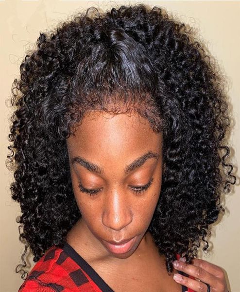 2022 tendência profunda encaracolado perucas de cabelo humano para mulheres negras sem cola afro hd frente nenhum laço brasileiro virgem cabelo wig2501679