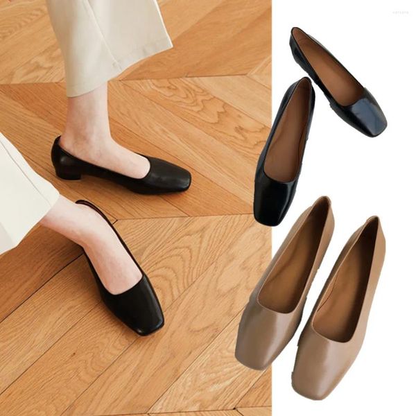 Sapatos de vestido murcha Inglaterra estilo escritório senhora slip-on mocassins mulheres moda elegante macio couro genuíno salto quadrado