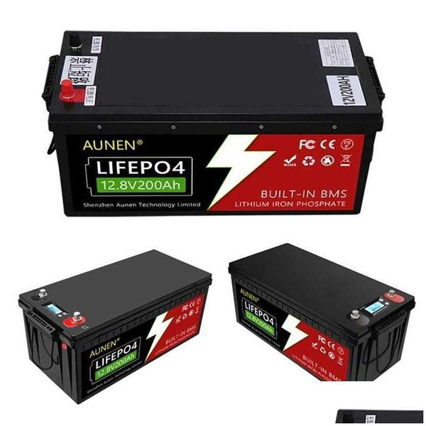 Baterias Direto da fábrica Lifepo4 12V Bateria 12V200Ah com íon de lítio de dente azul para eletrodomésticos/armazenamento de energia Pltaic Drop Deliv Dh43H