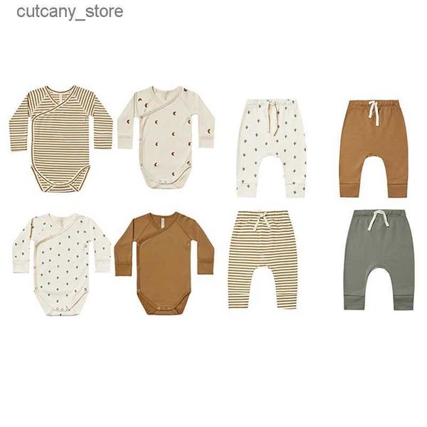 Overalls Neugeborene Baby Strampler Bio-Baumwolle Kleidung Set Overall + Hose + Hut Frühling Sommer Langarm Baby Junge Mädchen Kleidung 0-24M L240307