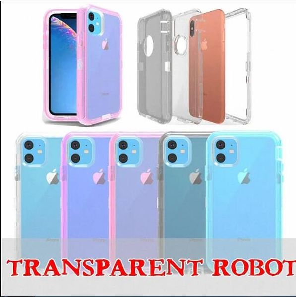 Armadura à prova de choque capa para iPhone 15 14 13 12 11 Pro Max XR XS X 6 7 8 Plus Transparente Proteção Pesada Hard PC TPU Capa de telefone