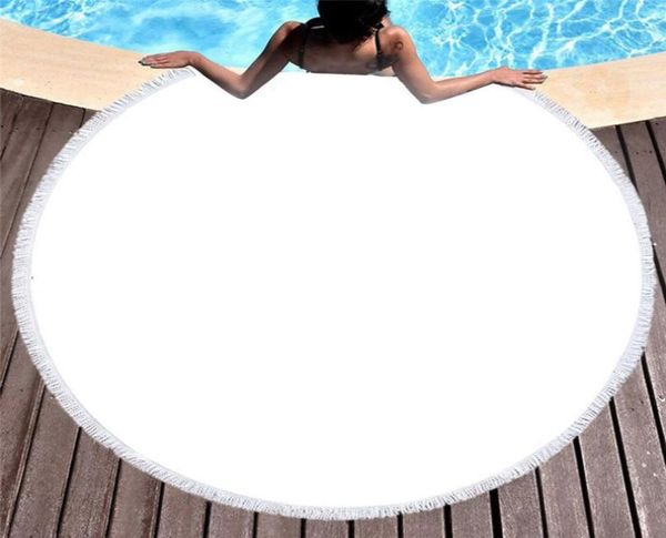 Toalha de praia redonda de microfibra personalizada Tapete de ioga Protetor solar Xale Tapete envoltório para piquenique com borlas e sem borlas 150 cm Home Customiza8371307