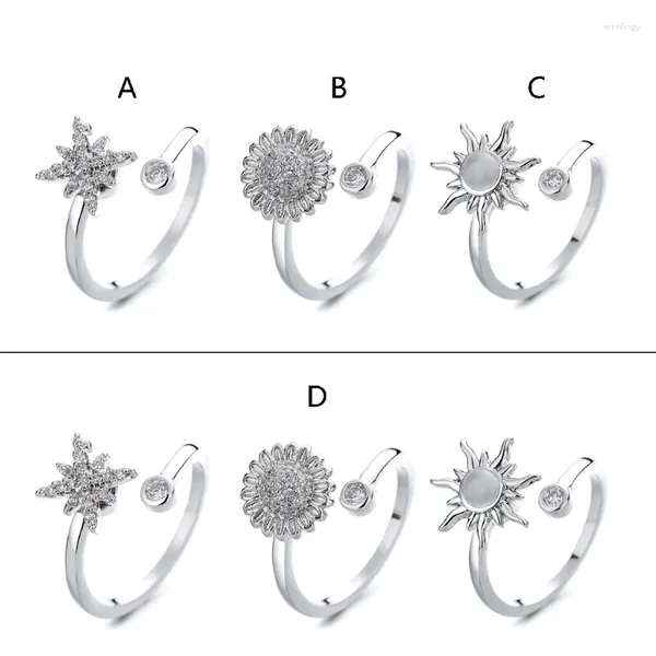 Cluster Anéis Ansiedade Spinner Expansível Calmante Meditação Alívio do Estresse Anel Aberto