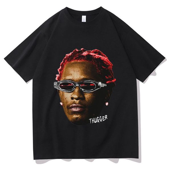 Tasarımcı rapçi Young Thug Green Green Nadir Grafik Tişört Erkek Hip Hop Retro Kısa Kollu Tişörtler Erkek Kadın% 100 Pamuklu Büyük Boy Tişört