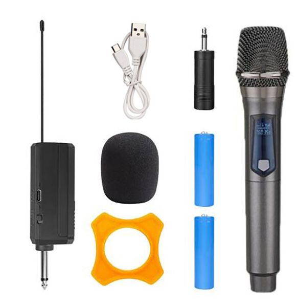 Microfono wireless a 2 canali UHF a frequenza fissa con microfono portatile per feste karaoke riunioni professionali in chiesa