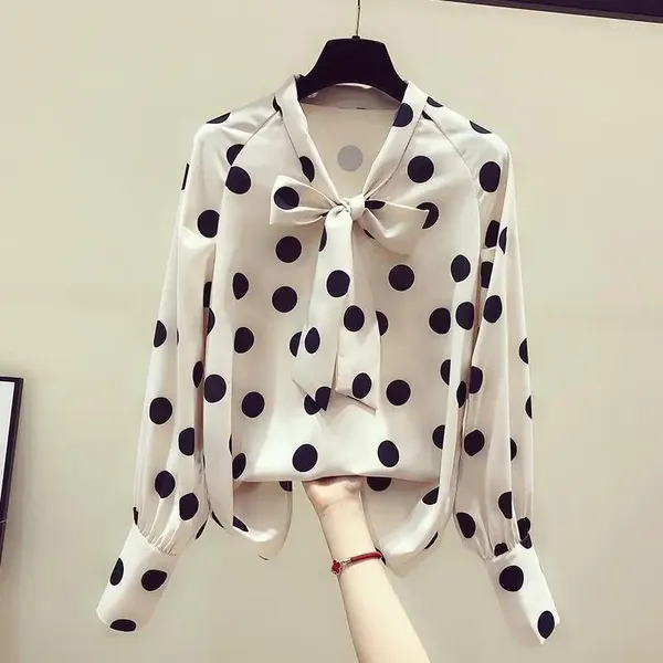 Frauen Blusen Bluse Frauen Polka Dot Chiffon Hemd Frühling Herbst Retro Mädchen Lange Hülse Lose Top Blusas Mujer De Moda