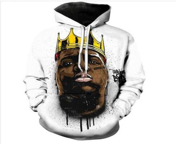 Yeni Moda Adam Kadın Tasarımcı Mükemmel Harajuku Stil Biggie Smalls 3D Baskı Uzun Kollu Cep Hoodies Sıradan Spor Giyim R03897771582