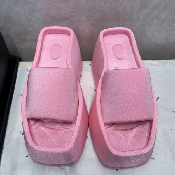 Chinelos de plataforma de salto alto marca designer feminino rosa preto bonito praia chinelos sandálias