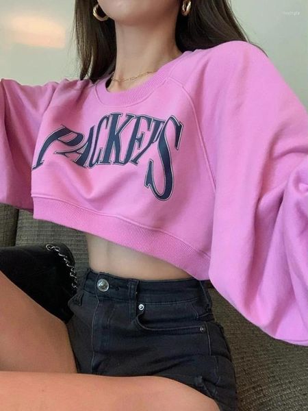 Felpe con cappuccio da donna Y2K moda coreana stampa lettera donna Harajuku Hip Hop pantaloni corti oversize felpe rosa magliette casual