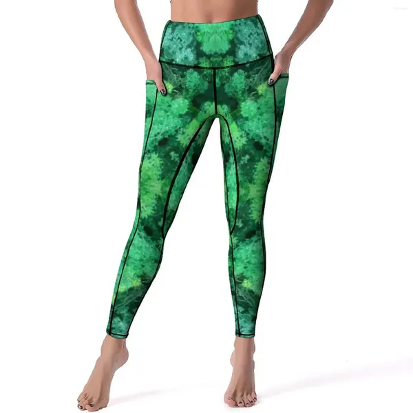 Damen Leggings Sea Moss Sexy Abstrakter Druck Push Up Yogahose Atmungsaktive elastische Leggins Weibliches Muster Gym Sportstrumpfhose