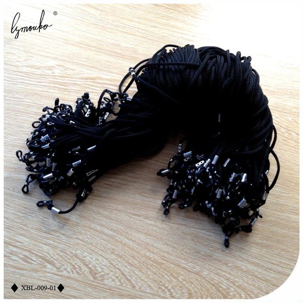 Lymouko 100pcs/Lot Siyah Renk Naylon Gözlükler String Cord Tutucu Seyahat Gözlükler için Güneş Gözlüğü Kradard Boyun Halat Strap 240226